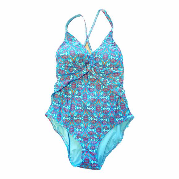 BLEU ROD BEATTIE One Piece St. Tropez Swimsuit Halter Criss Cross Back Blue 10 - Picture 3 of 10